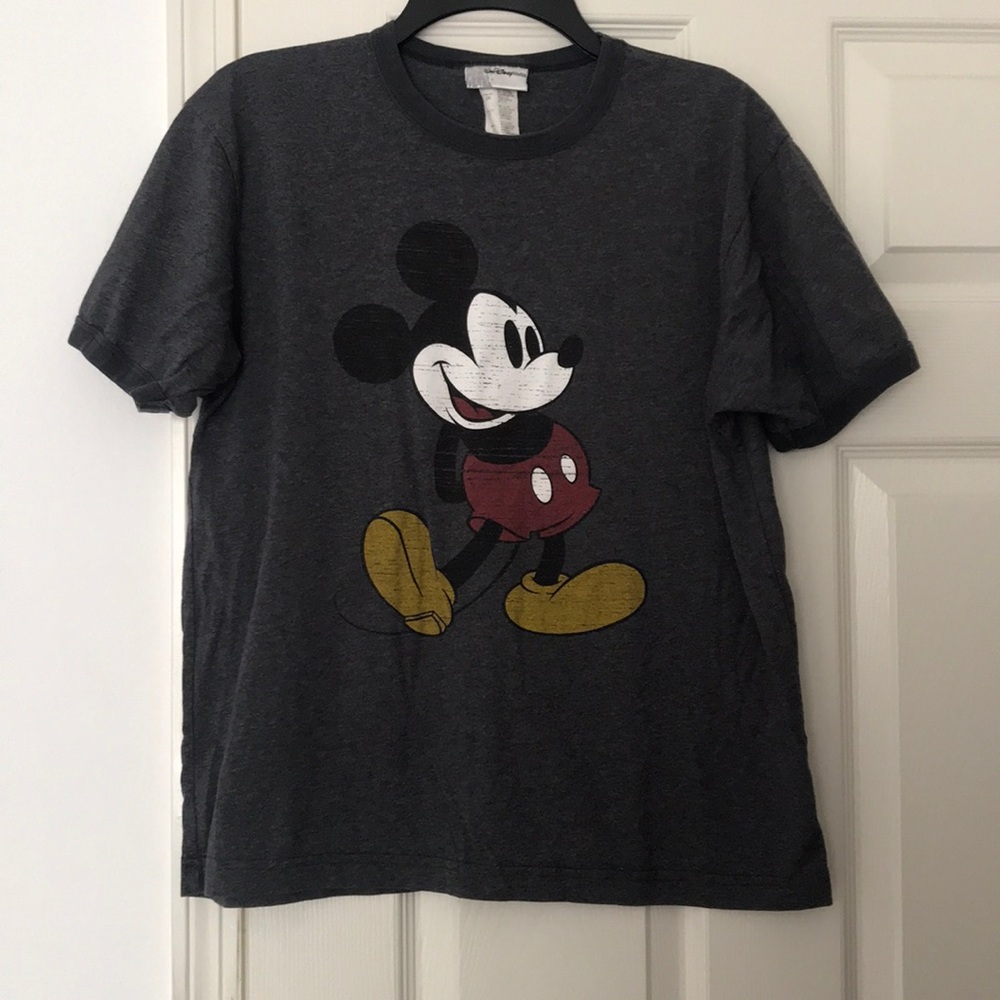 Disney Gray Mickey Mouse Vintage Ringer Tee